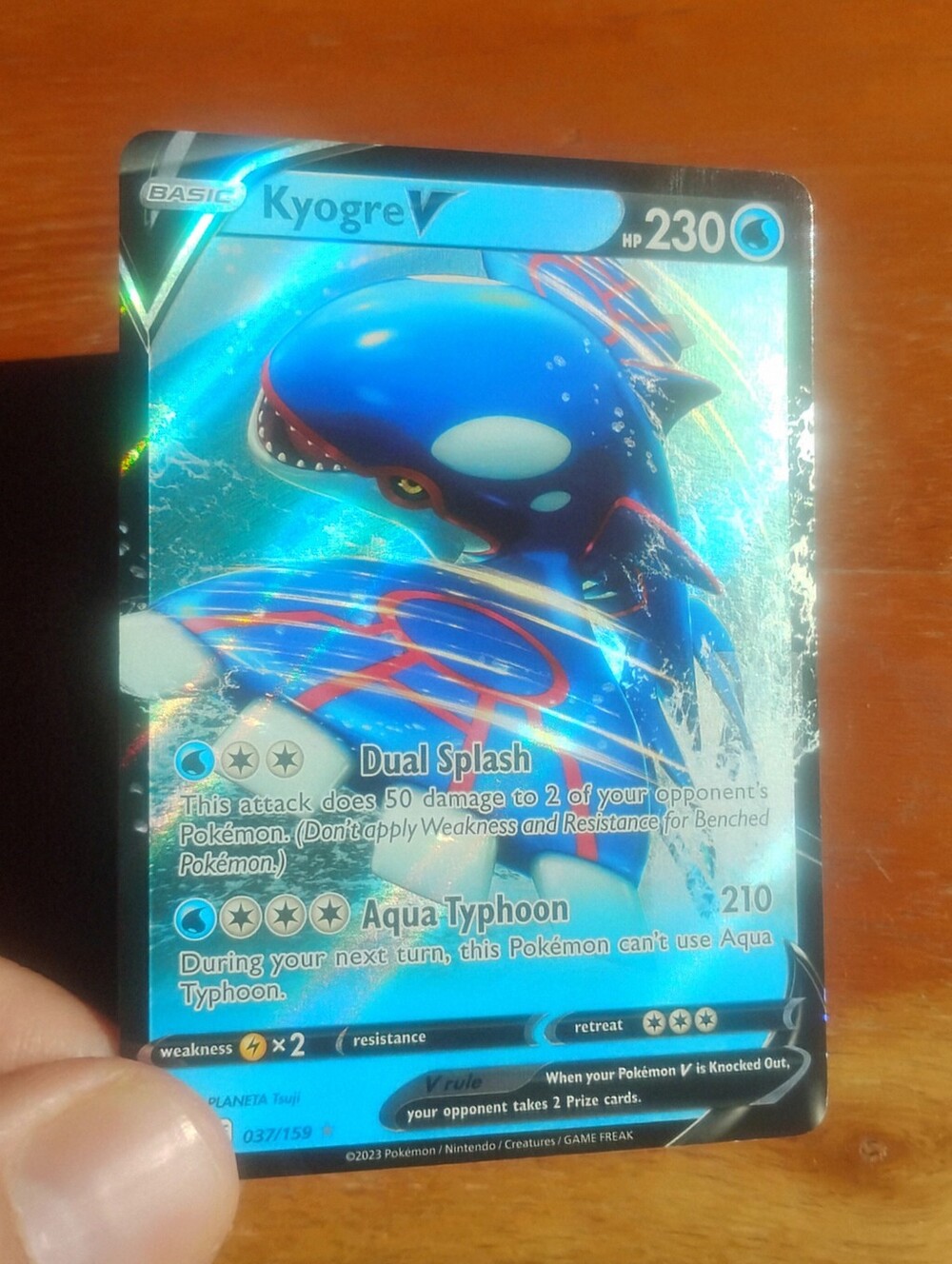 Near Mint 2023 Holo Full Art Kyogre V 037/159 Crown Zenith Pokemon Card
